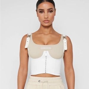 Maniere de voir corset leather white and tan
